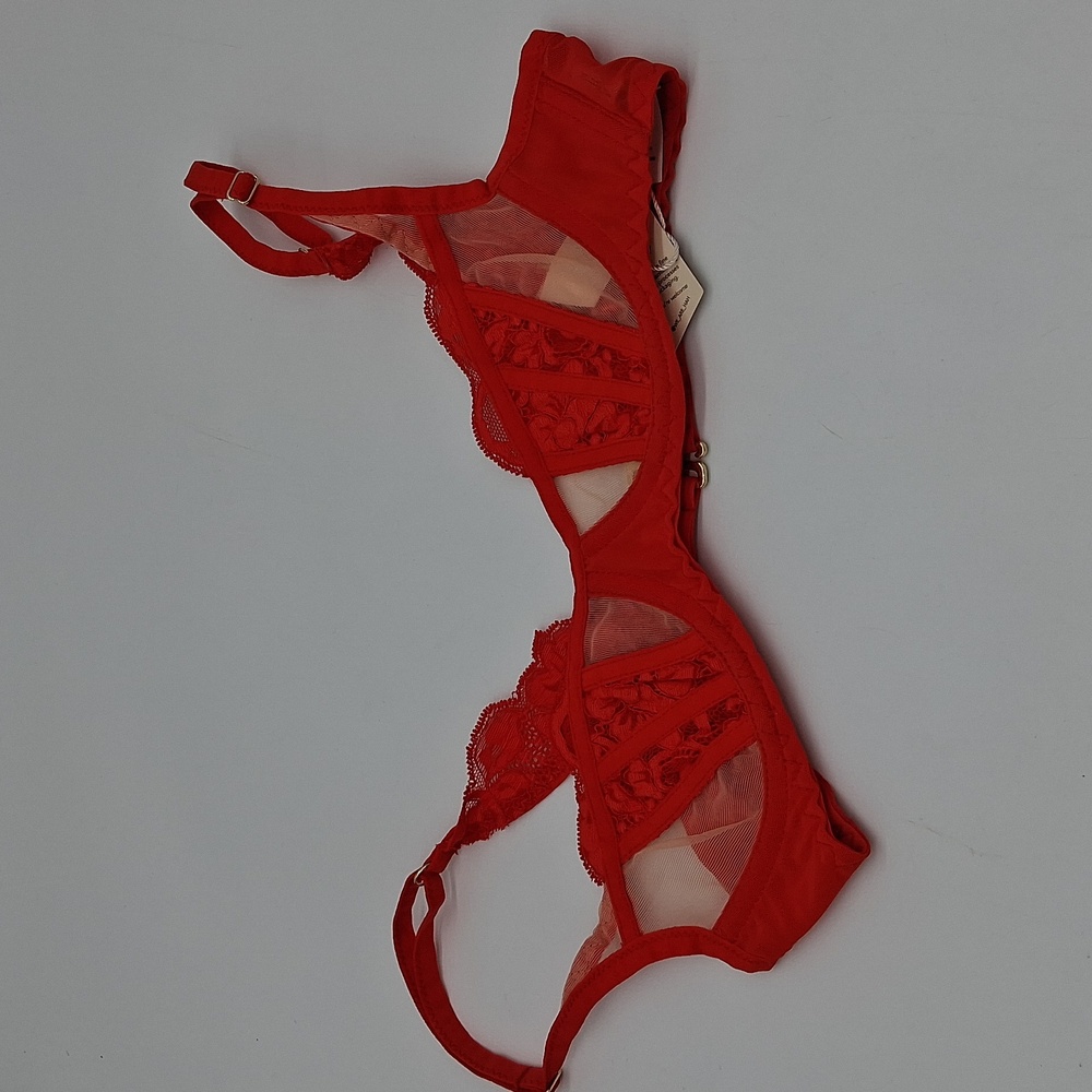 Free People We Are HAH Caged Up Bra Blood Orange A-Cup